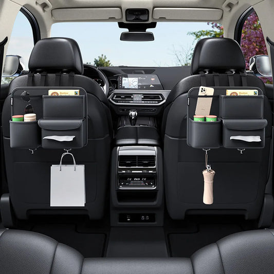 Car seat back storage hanging bag Car Backseat Organizer Anti Kick Pad Cup Holder Car Accessories with Hook Tissue Holder
