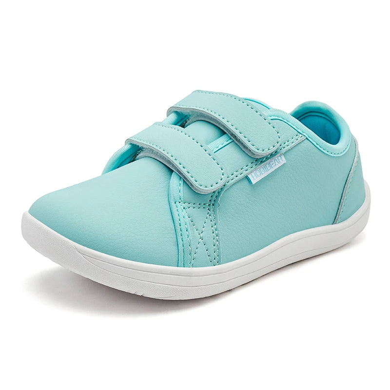 HOBIBEAR Kinder Barfuß Schuhe 2025 - Klein/Groß/Kind Weite Zehen Minimalistische Sneaker - Leichtgewicht Klettverschluss Kunstleder Schuhe