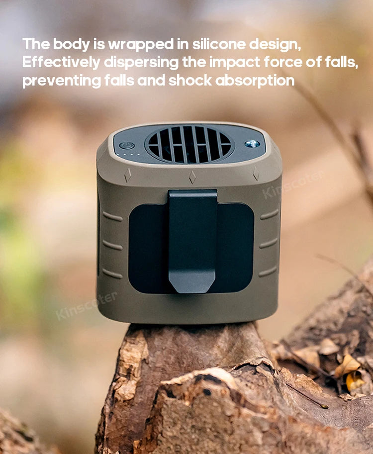 KINSCOTER Tragbarer Outdoor Hüft-Ventilator - 8000mAh LED Beleuchtung Multifunktional Nacken-Ventilator Power Bank