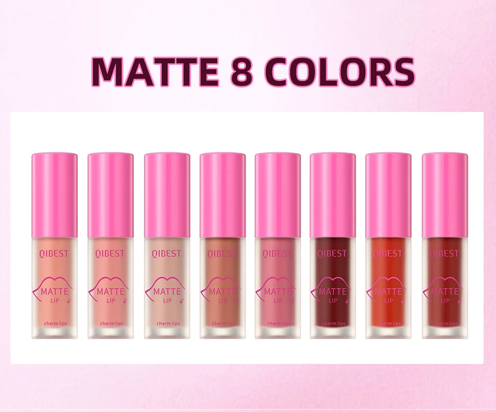 QiBest Matte Lipgloss Waterproof - 8 Farben 5ml Langanhaltend
