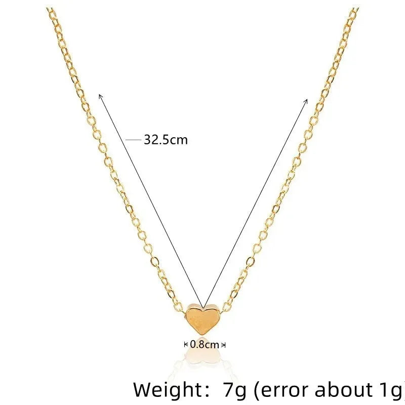 HARKOCN MsSimple Herzanhänger - Zink Gold Silber 45cm