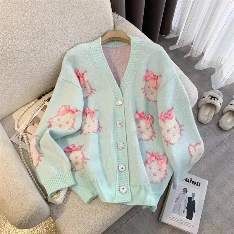 Hallo Kitty Strickjacke Niedlich - Mädchen, S–XL, Locker