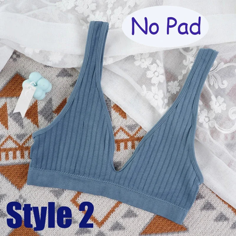 Women Seamless Sports Crop Top Sexy Bra Female Tube Tops Deep V Sexy Women's Underwear Bralette Sleeveless Camis Bandeau Top