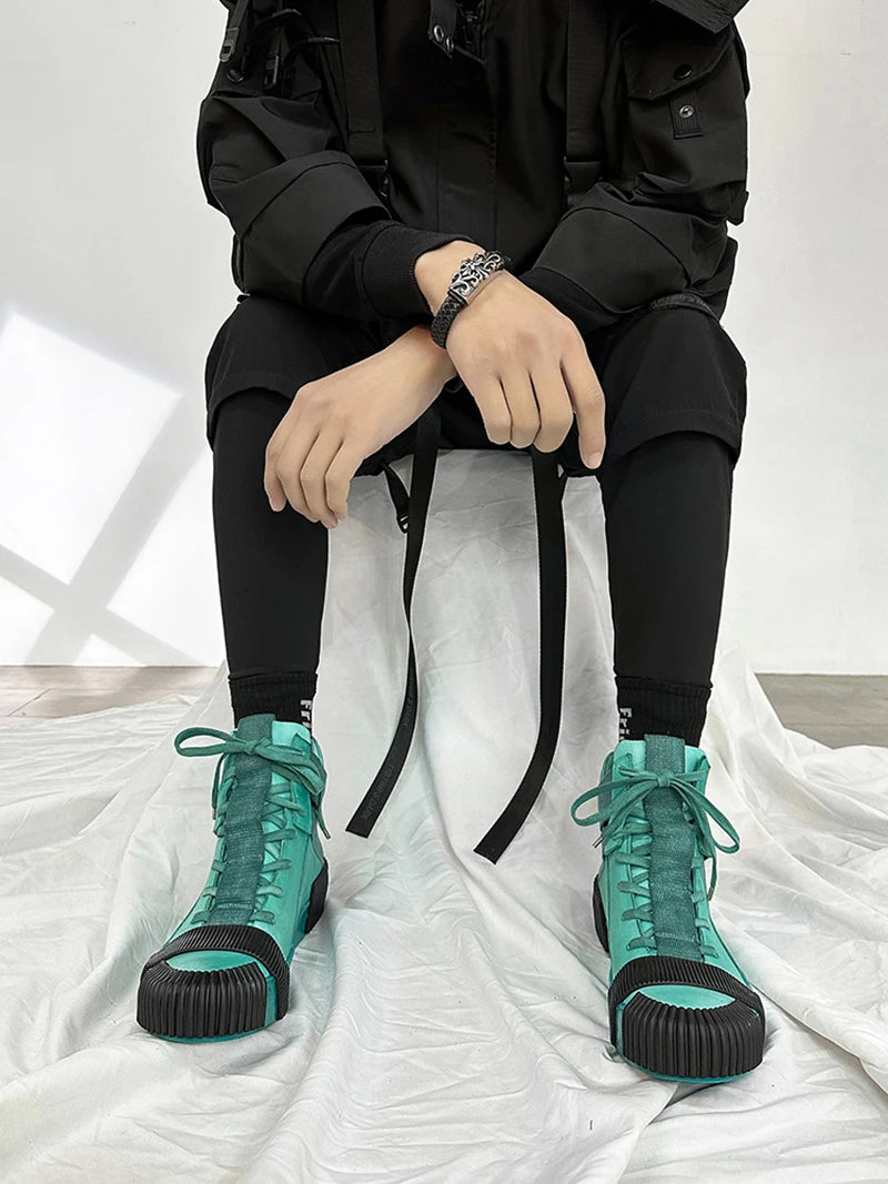 Ghete Black Street Original Design Goodyear Patchwork - Parte superioară din piele, talpă din cauciuc, mărimi 40–46