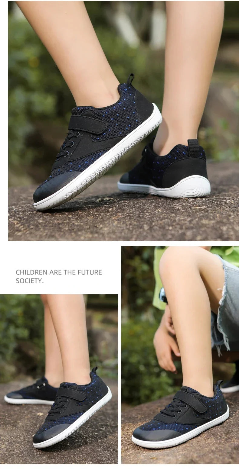 Kinder Weite Barfuß Schuhe - Minimalistische Jungen Mädchen Sneaker - Leichtgewicht Rutschfest Kinder Walking Schuhe Casual Skate Flats