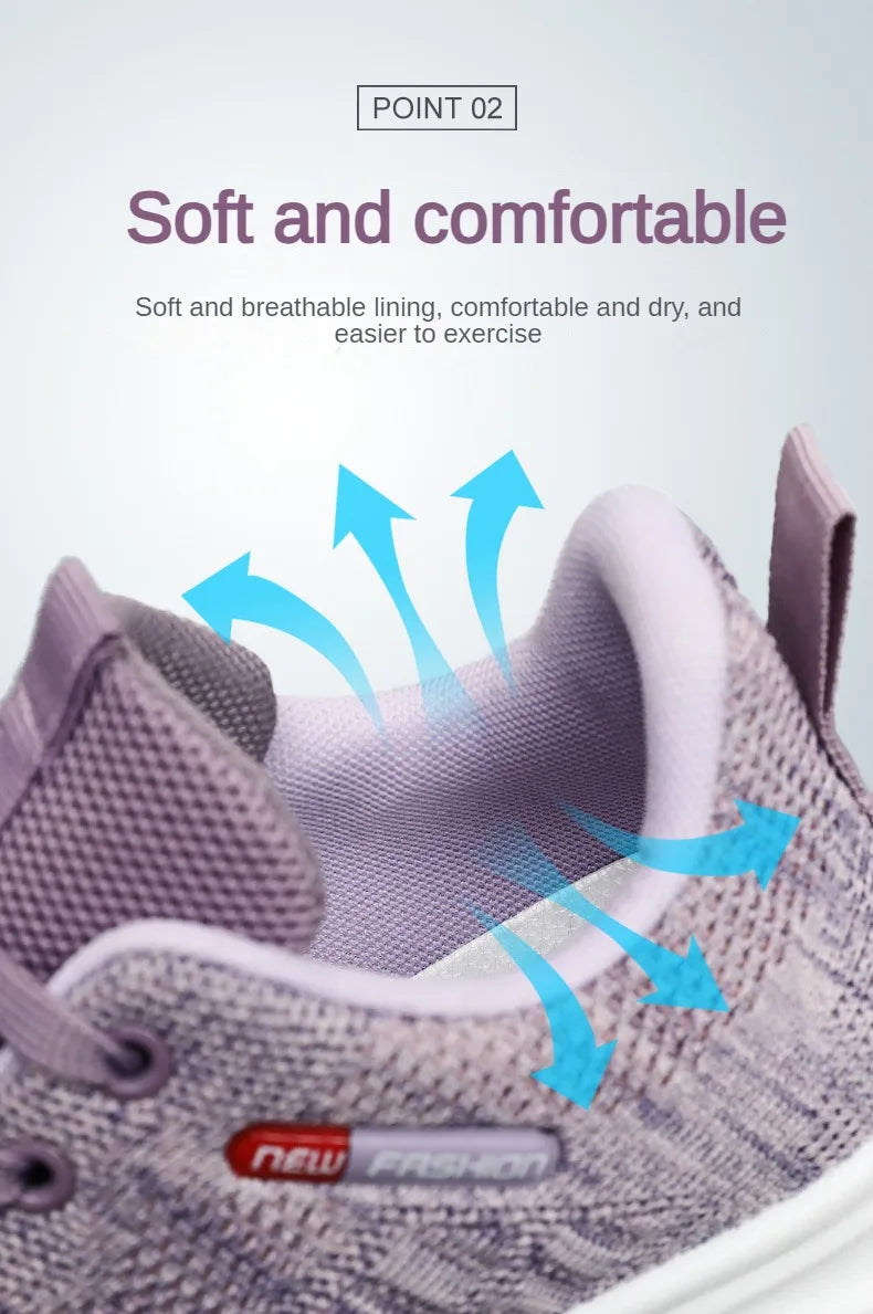 Damen 2025 Frühling Und Herbst Neu Gestrickt Damen Schuhe Schuhe Weiche Sohle Casual Sport Schuhe Für Damen Sneakers