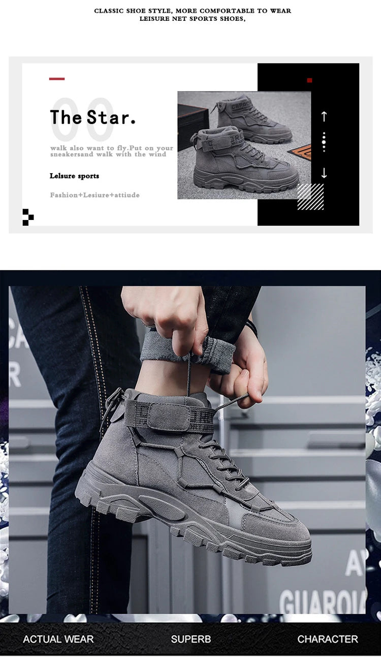 Ghete de deșert UXSTCN - Model tactic ușor - Cu șireturi până la gleznă