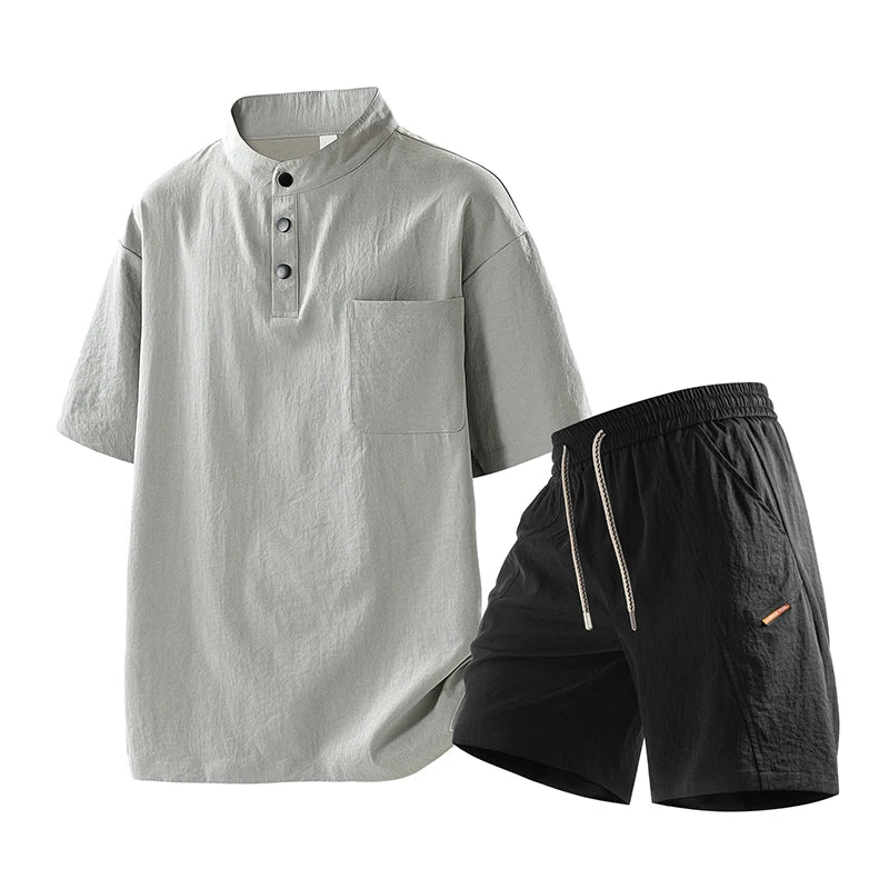 TIKALIACN Zweiteiler Sommer Kurzarm - Polyester M L