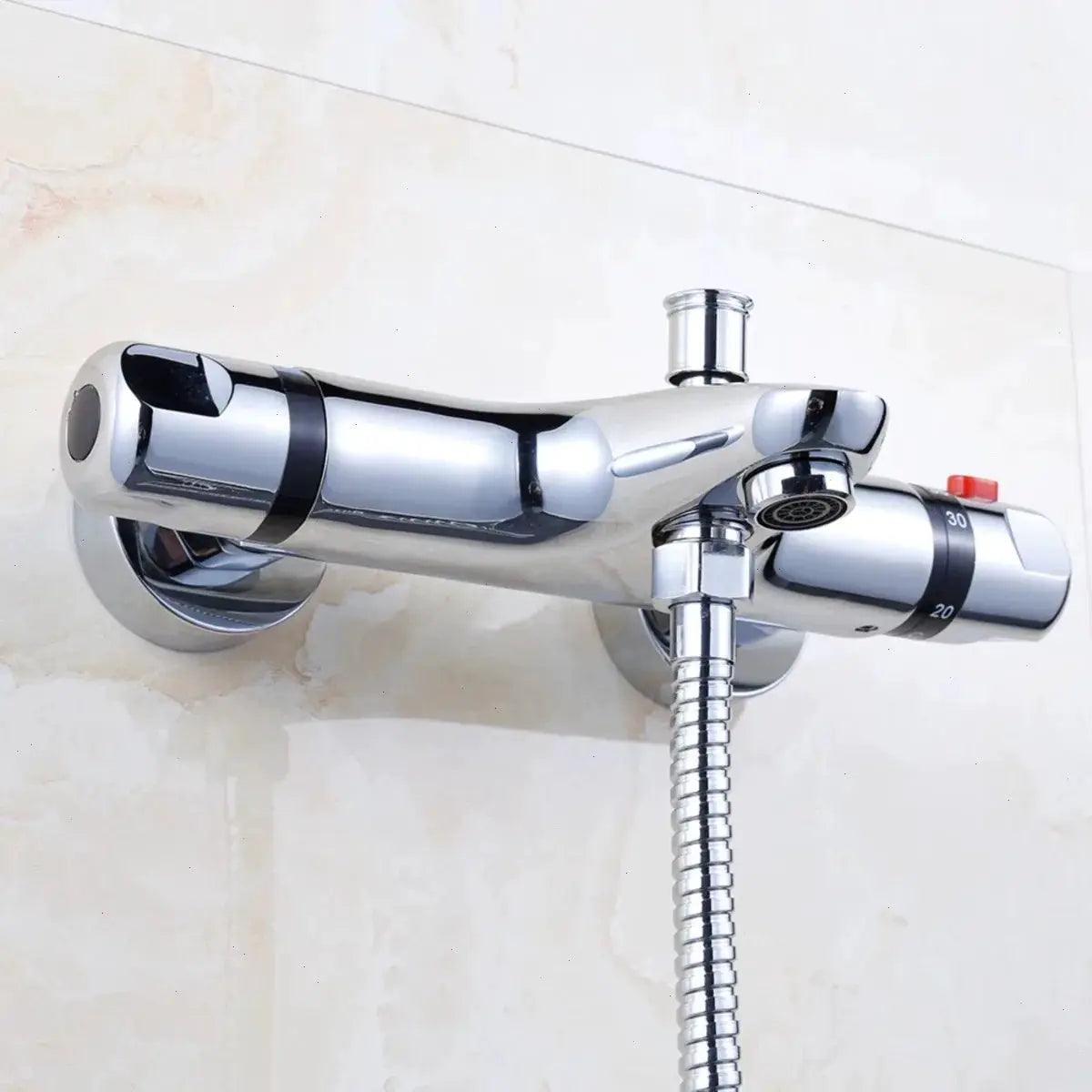 Thermostatisches Mischventil, Messing-Duschventil mit Temperaturregelung, Verbrühungsschutz-Badezimmer-Duscharmatur mit Durchflussregelung by Golden Bridge Store