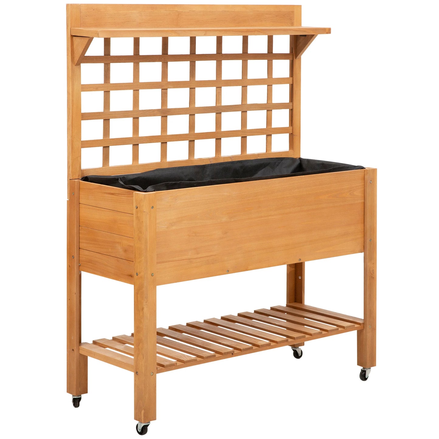 GartenPro Hochbeet Holz Mit Rankgitter Räder 105x40x135 cm