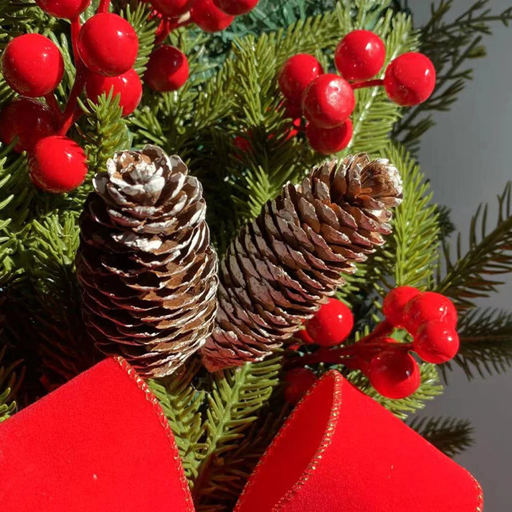 Weihnachts-Treppendekoration, Kranz mit Tannenzapfen und Schleife, Glocke, Weihnachtsbaum-Anhänger, hängende Treppengirlande für die Dekoration der Haustür