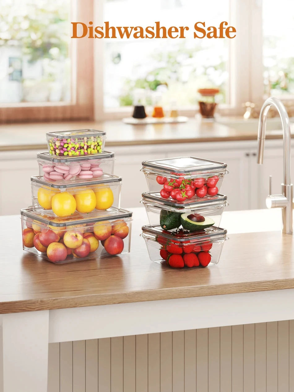 Frischhaltedosen mit Deckel, Gefrierbehälter, Lunchbox, 26 Stück (13 Behälter, 13 Deckel), 8 x 1000 ml und 5 x 140 ml