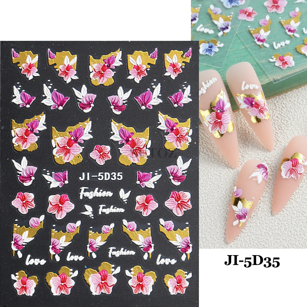 GL5D-K256 5D Sonnenblumen Nagelsticker - Herbstdesign Prägung