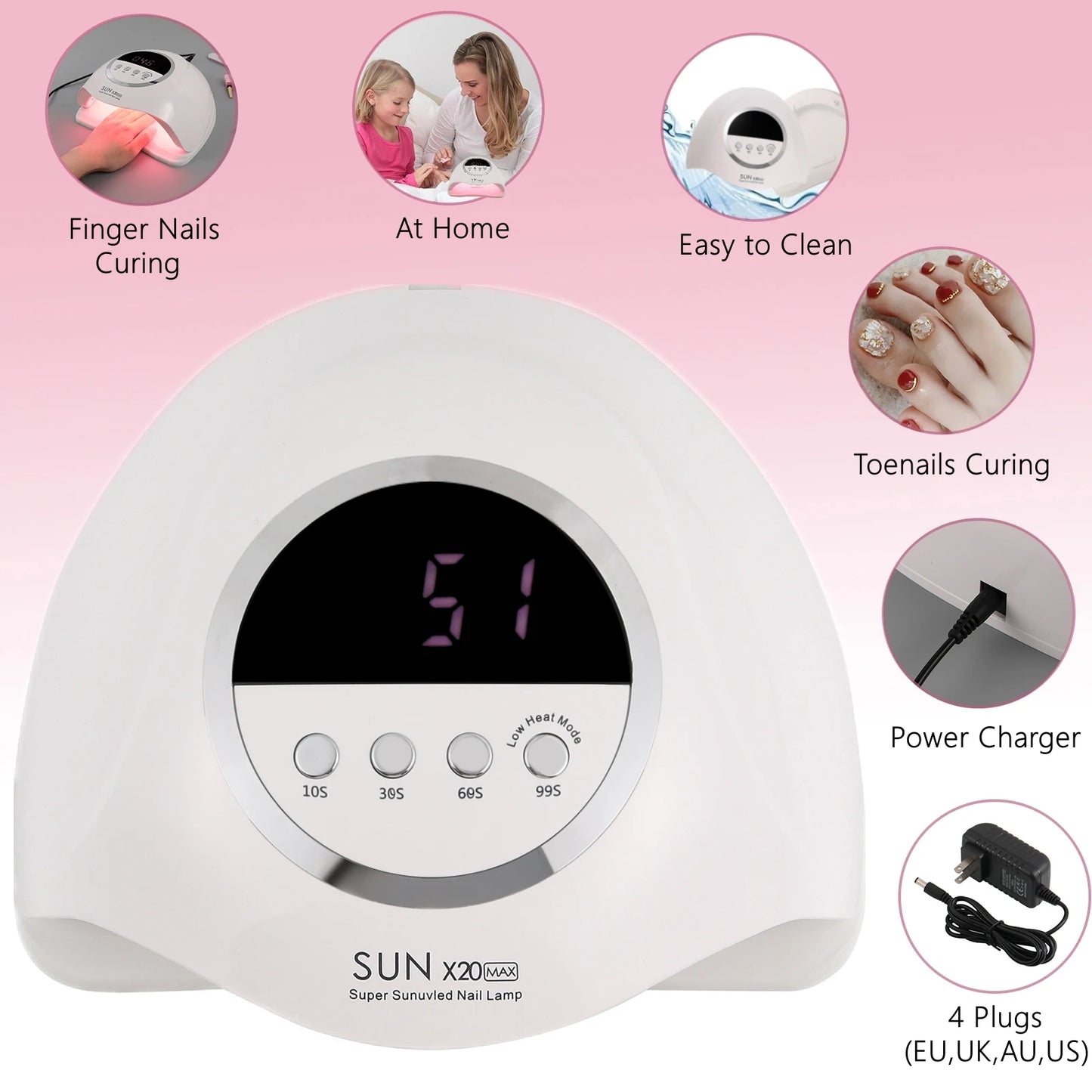 SUN X20 MAX UV LED Nail Lamp for Manicure Gel Polish Drying Machine with Large LCD Touch Professional Smart Nail Dryer Tool