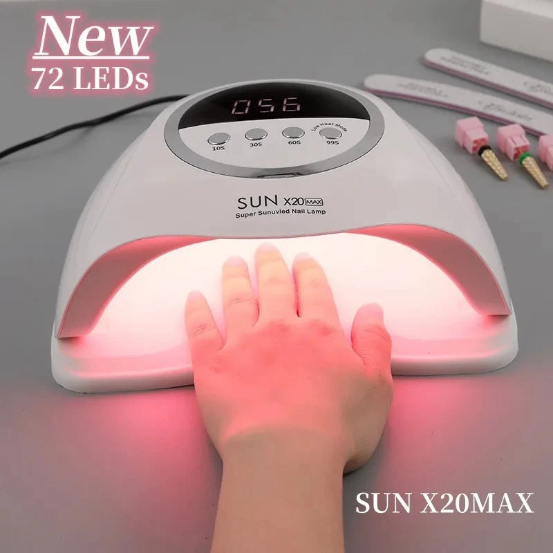 High Power Quick Drying Phototherapy Machine UV Nail Baking Lamp 320W SUN X20MAX 72 LEDs UV Nail Gel Polish Curing Manicure Lamp