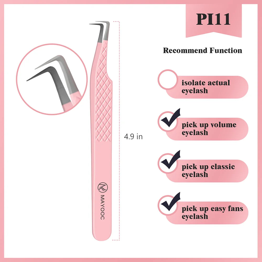 Eyelash Extensions Tweezers  With Fiber Tips Lash Artists High Precision Superhard Anti-Static Tweezer Makeup Tools Custom Logo