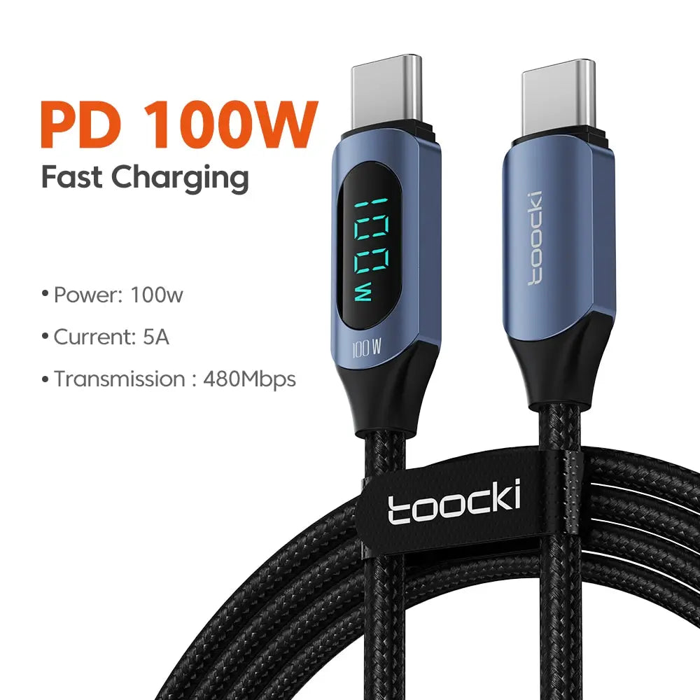 Toocki Typ-C Kabel PD 100W - 5A, USB-C zu USB-C Display