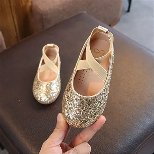 Mädchen Prinzessin Schuhe 2025 - Frühling Herbst Baby Weiche Sohle Tanz Ballet Flats - Rosa Bling Süße Schuhe 7-13J Größe 26-35