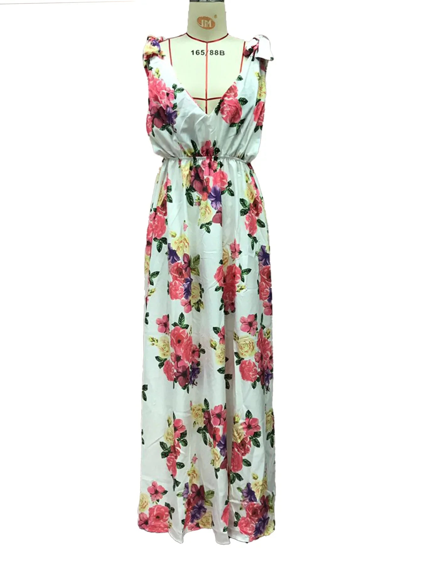 Backless women floral high waist large swing sleeveless long dresse