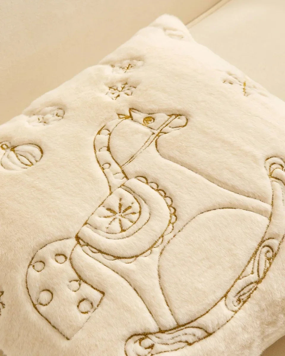 Simple Pillow Case Plush Christmas Embroidered Cushion Cover Soft Comfortable Festival Decorative New Year's Home Pillow Case