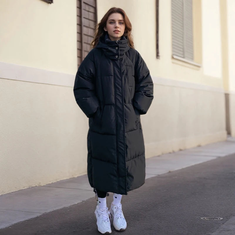 WinterParka Koreanisch Gefüttert - Kapuze, Baumwolle, lang