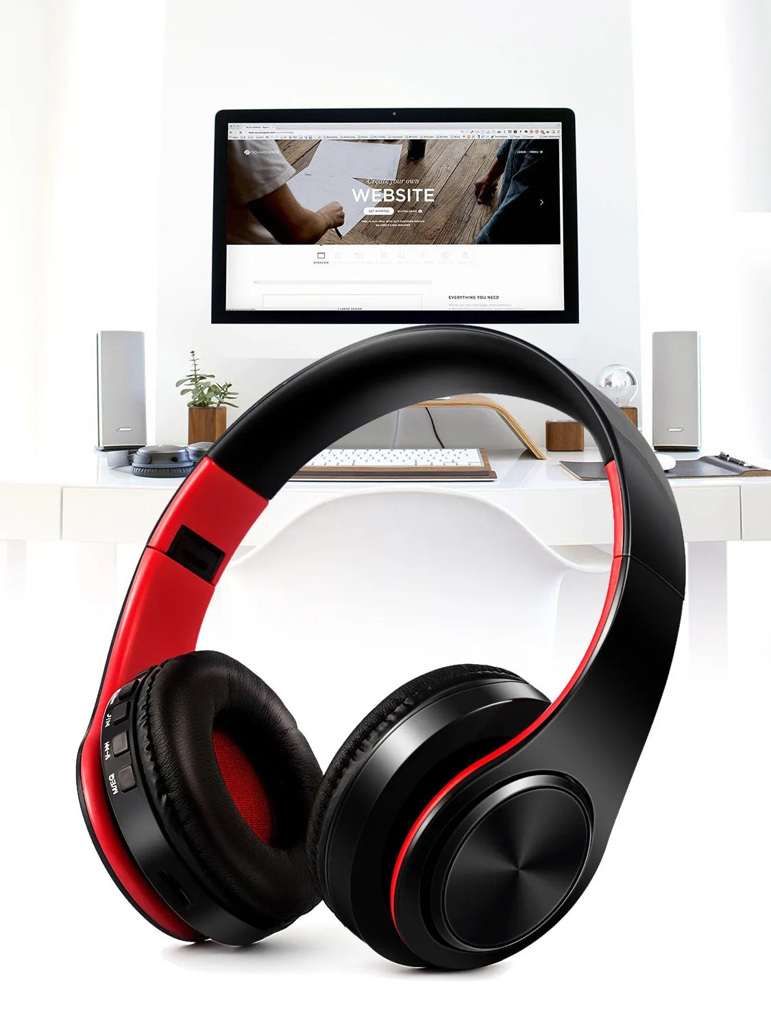 CATASSU Bluetooth Kopfhörer Over-Ear Stereo Drahtloses Headset Weiche Leder Ohrpolster Eingebautes Mikrofon für PC/Handy/TV