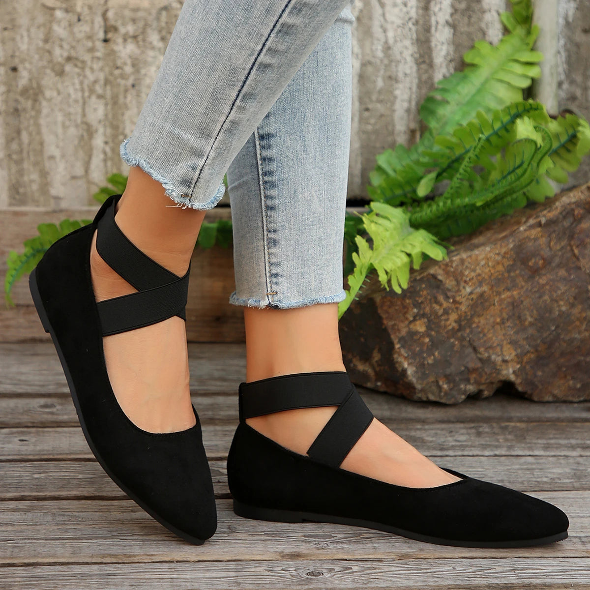 RZSMTYA Damen Atmungsaktiv Loafer - Gummisohle Spitze