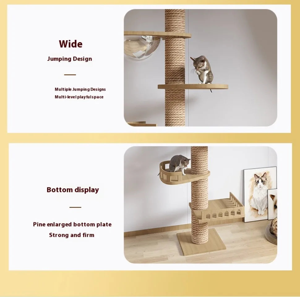 Katzen Zubehör Holz Katzen Baumhaus Katzen Spielzeug Kätzchen Klettern Kratzturm Multifunktion Haustier Möbel Katzen Klettergerüst