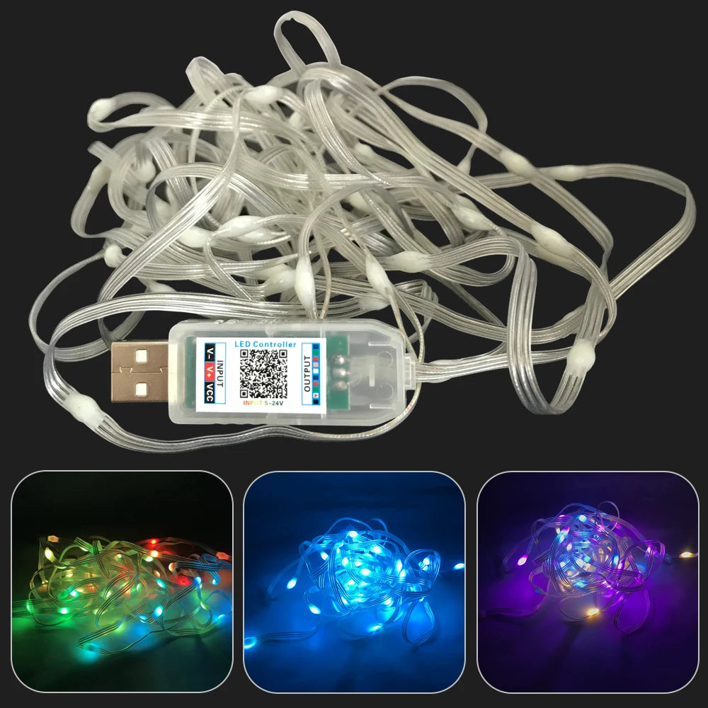 FUNZENXIN WS2812B RGBIC USB Strip BT-Musiksteuerung - 5V, Länge 5–15 m