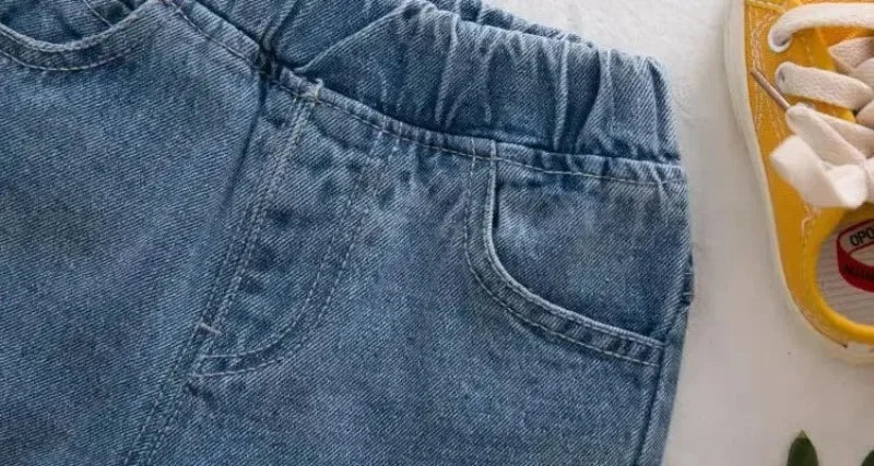 Children Jeans Spring Autumn Boys Girls Denim Ripped Jeans Korean Fashion Kids Trousers Toddler Casual Loose Pants