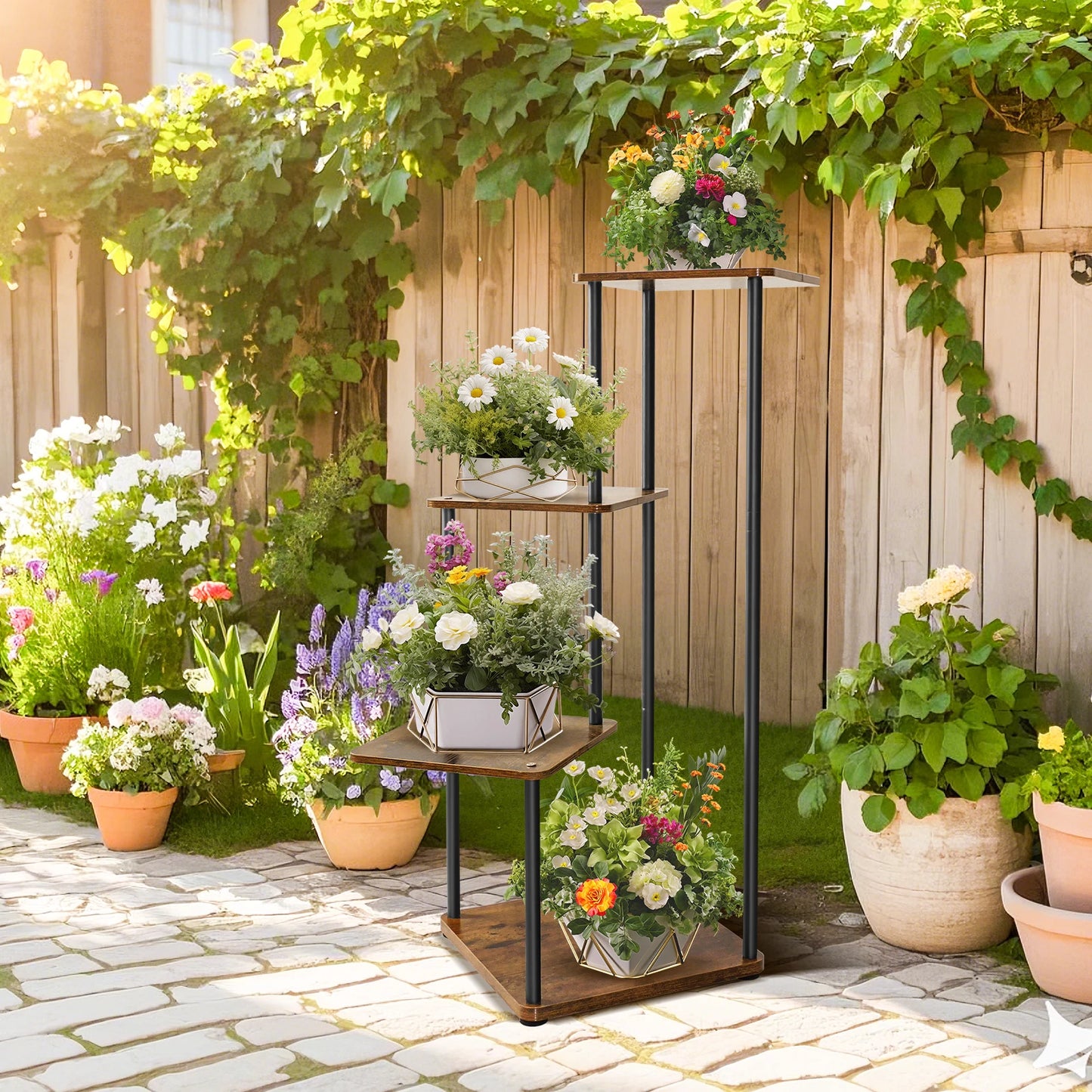 NatureLine Pflanzenständer 4 Bis 6-Stufig Metall Innen 80-132 cm