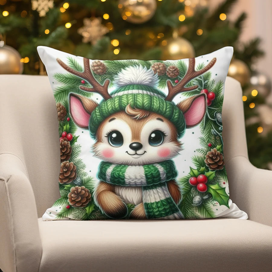 Home Decor Christmas-themed Cute Pillow Covers Suitable For Sofa Bedroom Car Pillow Cover Cushion Rectangular Back Cushion