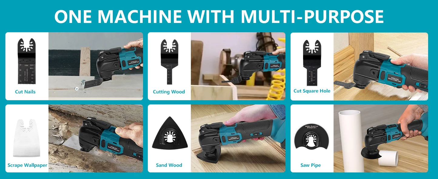 Multifunction Tool for Makita 18V Li-Ion Battery, Multimaster 6 Adjustable Speeds (Batteries Not Included)