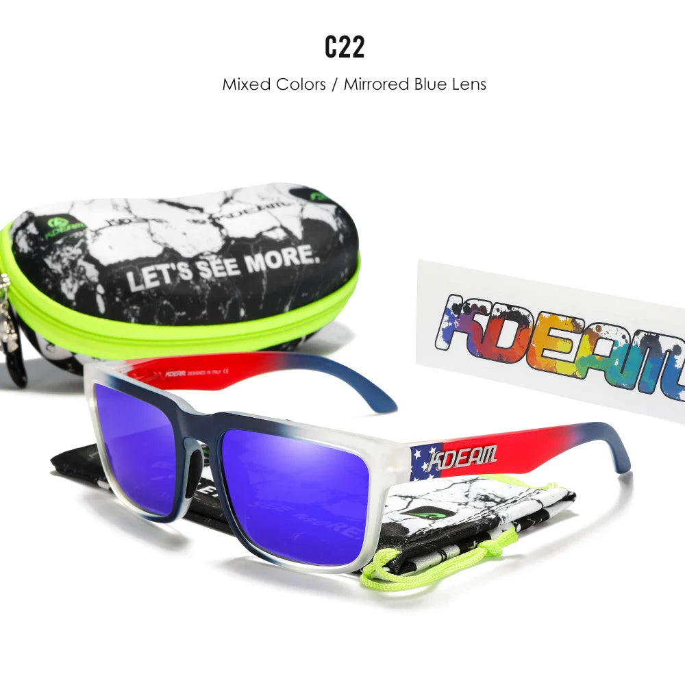KDEAM Herren Polarisierte Sonnenbrille Quadratisch Casual Outdoor Sonnen Brille Frauen Unisex Sonnenbrille für Paare mit Neuer Verpackung