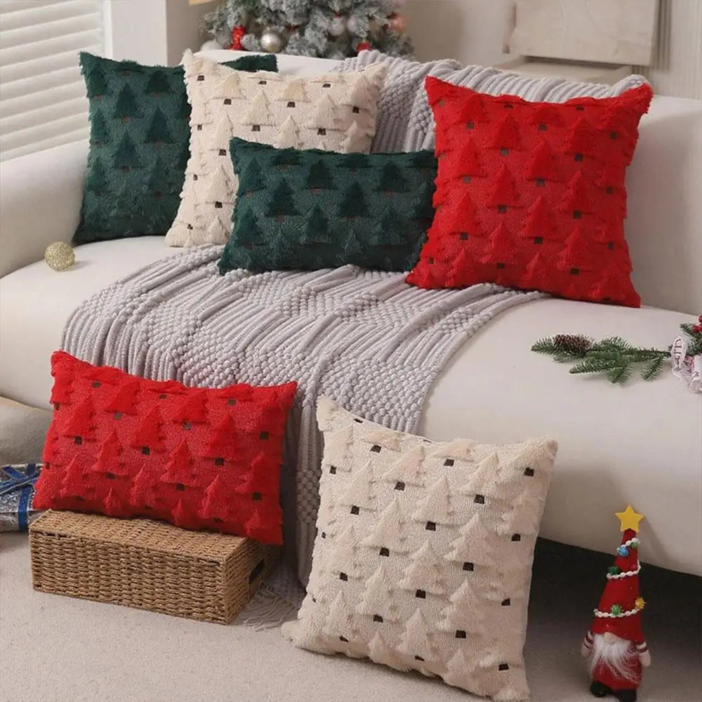 45x45cm Winter Throw Pillow Cover Xmas Home Decor Christmas Plush Pillowcase Pillowslip Home Textile Christmas Tree Pillow Cases