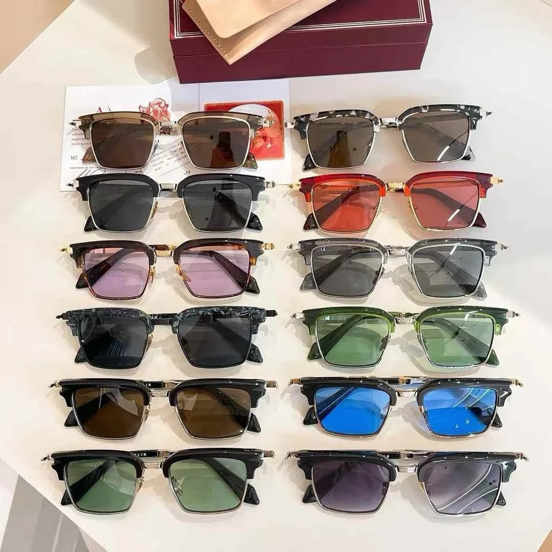 jacques marie mage ALIN vintage half rim sunglasses alloy acetate retro style