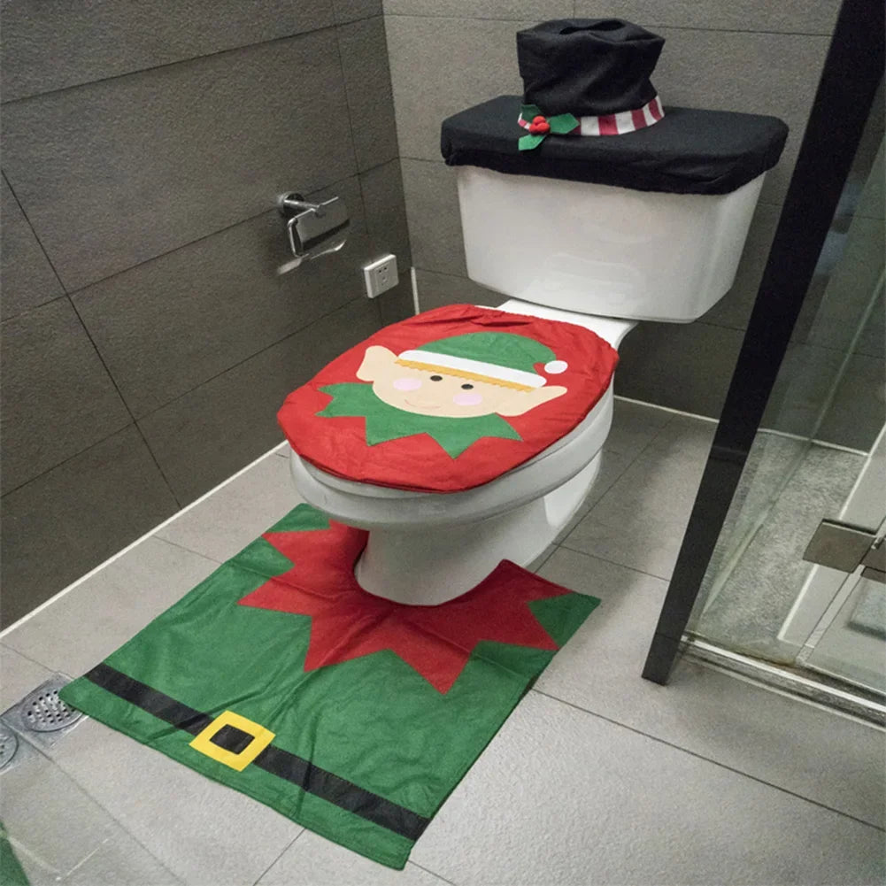 New Cute Christmas Toilet Seat Covers Creative Santa Claus Bathroom Mat Xmas Supplies for Home New Year Navidad Gift Decor 2025