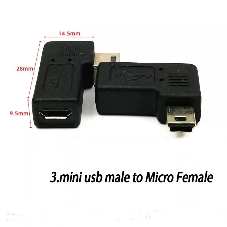 USB-Adapter 2025 - 90° Winkel Mini USB zu Micro USB Back to School Tech Zubehör