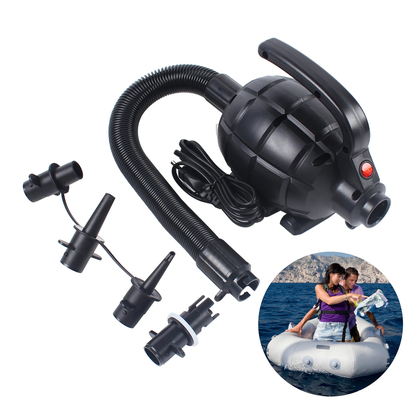 Elektrische Luftpumpe 600W - Aufblasbare Luftmatratze Pumpe Tragbar für Gymnastik Pool Spielzeug Floß