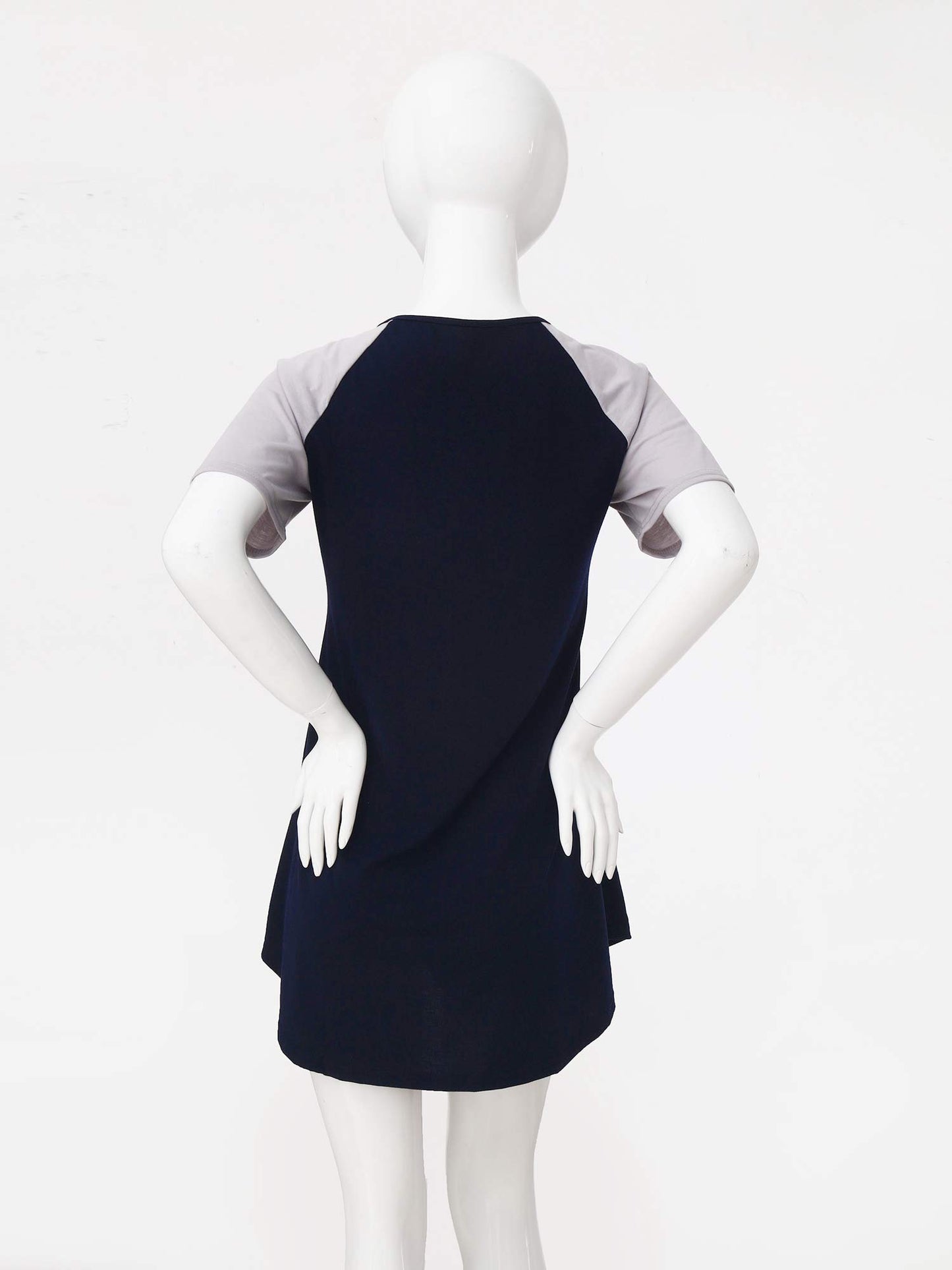 Schwangere Frauen Kurz Ärmel Casual Kleid 2025 - Rund Hals Knopf Verschluss Patchwork - Locker Stillen Kleider Mutterschaft Kostüm