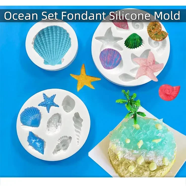 Silicone Shell Cake Mold, Conch Fondant & Chocolate Baking Mould Set, DIY Cake Decorating Tools for Cupcakes