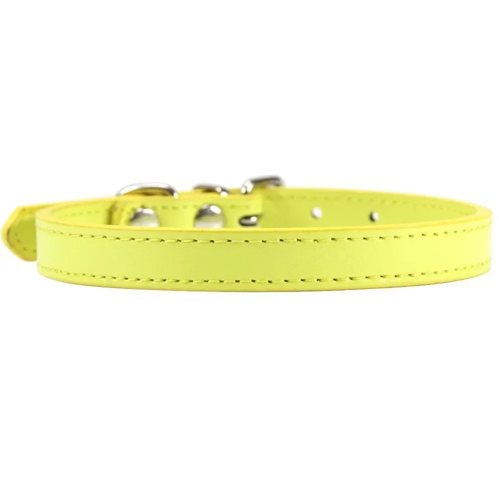 Haustier Halsband Bunt 2025 - PU Leder Personalisiert Name Katze Hund 16 Farben XS-XL