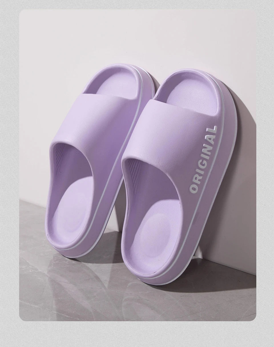 Feslishoet Frauen Buchstaben Hausschuhe Strand Slides Solid Farbe Herren Dick Sohle Innen Badezimmer Anti Rutsch Schuhe Sommer Paar Sandalen