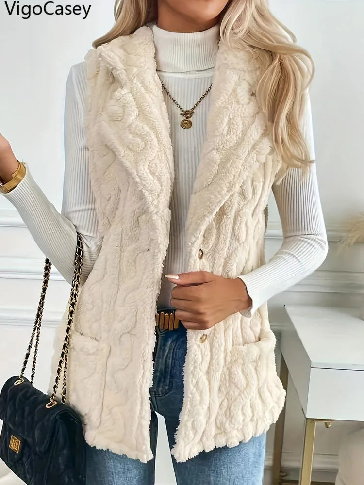 VigoCasey Weste Plüsch - Größe M Polyester Reißverschluss