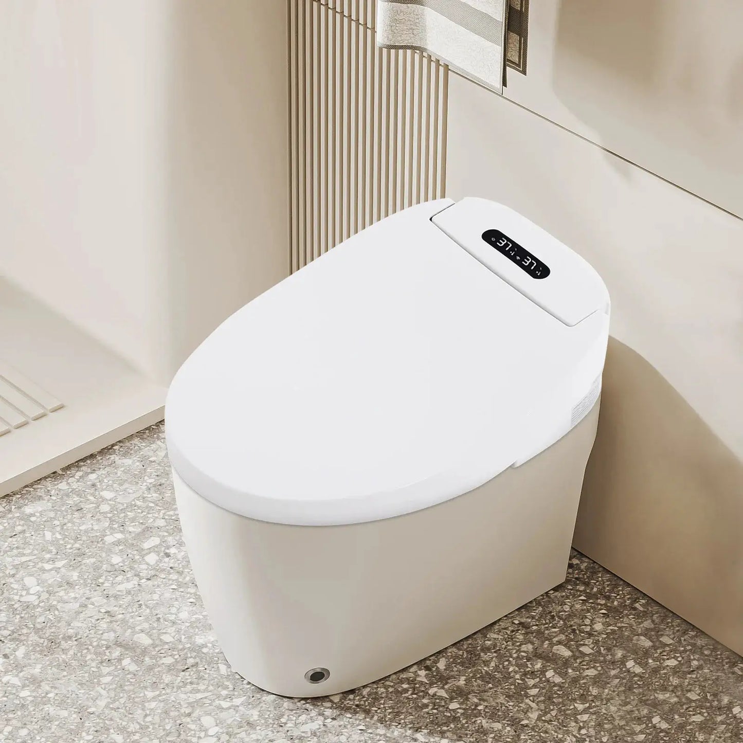 1300W Intelligenter Toilettensitz, 51cm Elektrischer Bidet-Toilettensitz, V-förmiger Beheizter Smart-Toilettensitz mit Fernbedienung & Tasten by Golden Bridge Store