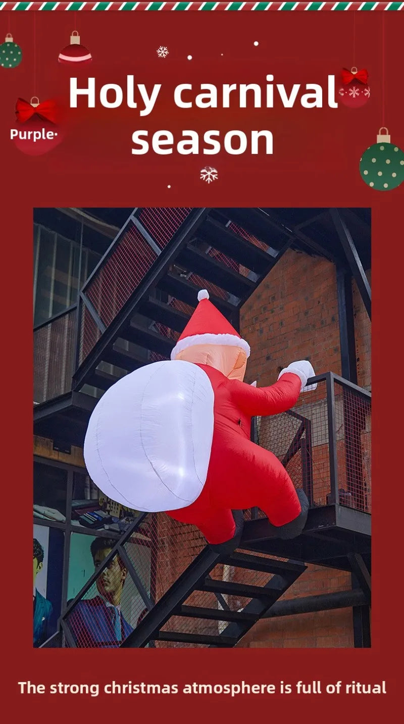 Christmas Inflatable Model,climbing Wall Santa Claus Glowing Inflatable Model, Outdoor Garden Scene Decoration Hanging Ornaments