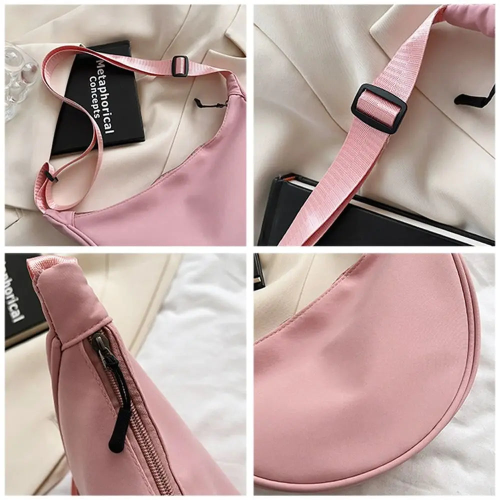 Nylon Crossbody Bag For Women Fashion Portable Casual Hobos Sport Chest Pouch Underarm Bags Students Dumpling Shape Shoulder Bag