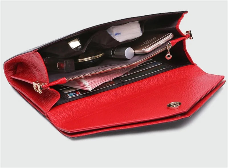 Crocodile pattern leather bag women cowhide shoulder clutch