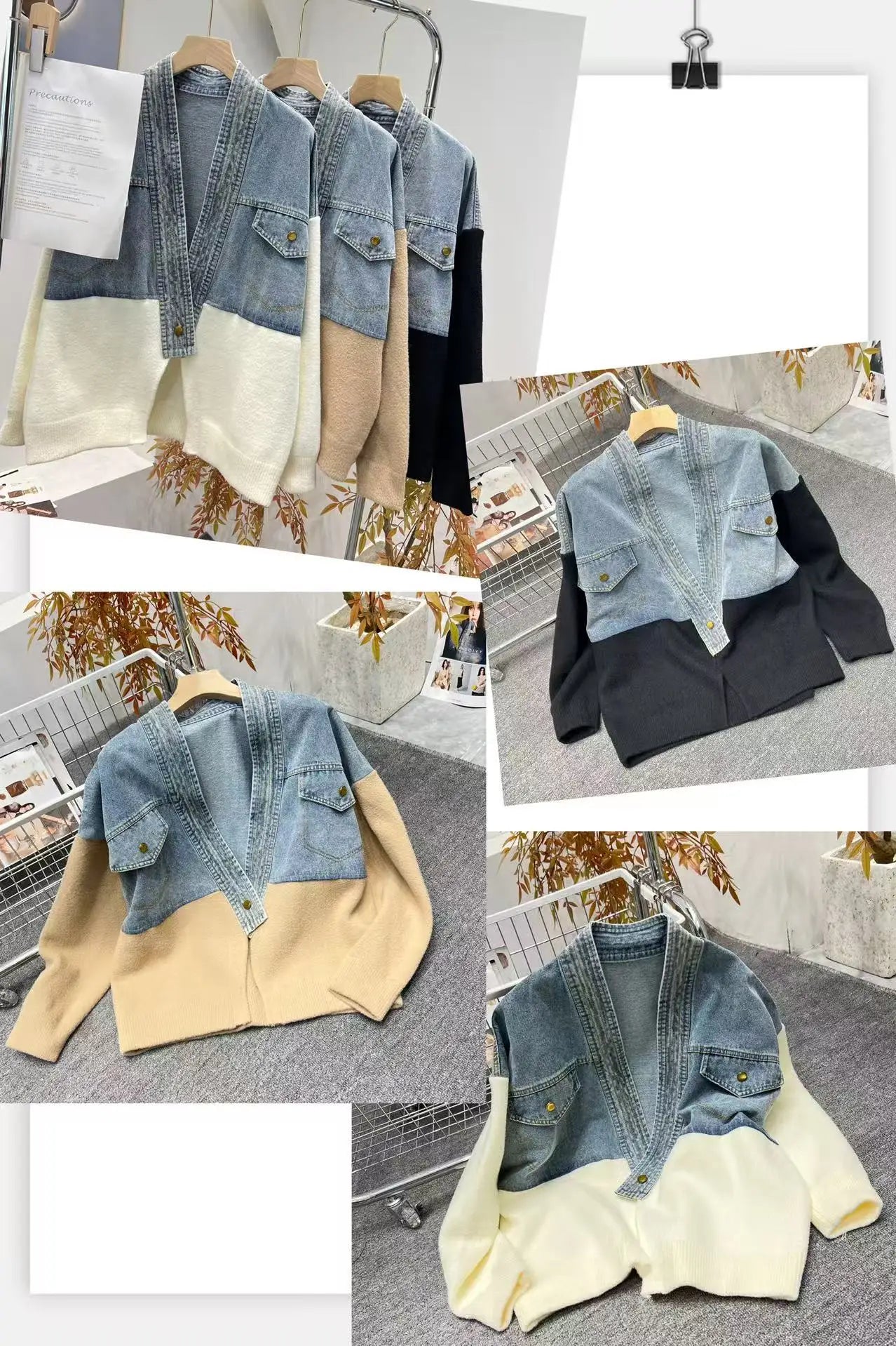 GLINDADA Patchwork Cardigan - Kurzgroesse,Knopfverschluss