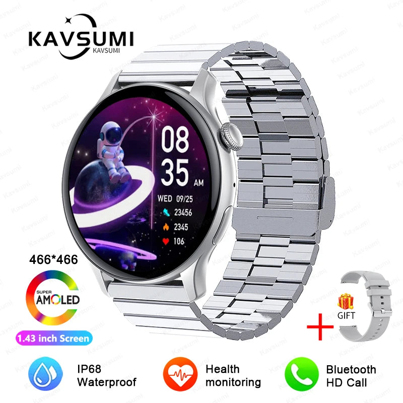 NFC Smartwatch AMOLED HD GPS - 220–300 mAh, 1,43 Zoll Display, 5 Tage Akku